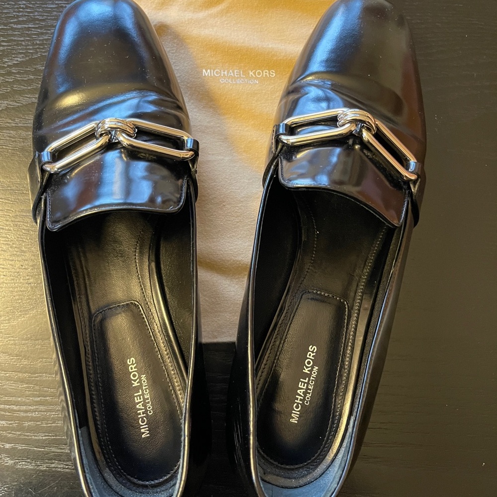 Michael Kors Collection Black Loafers with Silver Accent